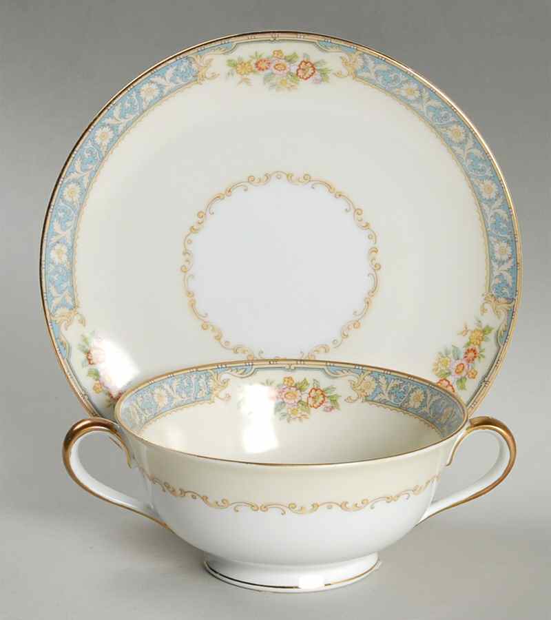 Royce Footed Cream Soup Bowl & Saucer Set by Noritake-1