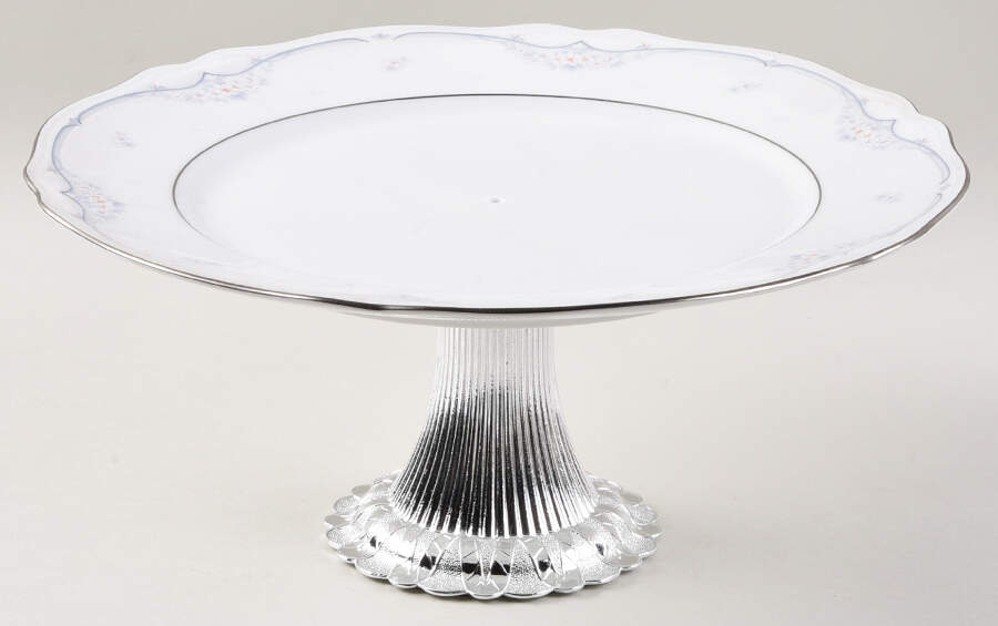 Sabetha Cake Stand with 4"-5" Metal Pedestal  Hc by Noritake-1