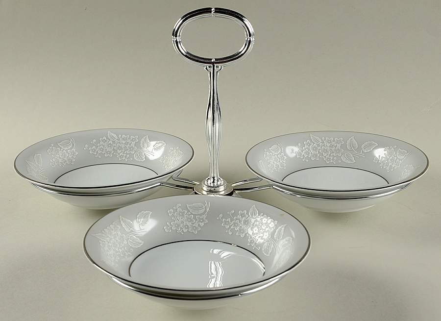 Sabrina 7" x 12" 3-Part Relish & Metal Stand (FR) HC by Noritake-1