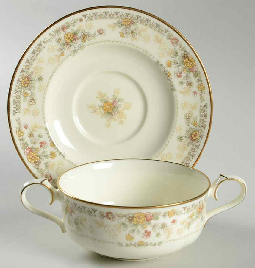 Salisbury Flat Cream Soup Bowl & Cup Saucer Set by Noritake-1