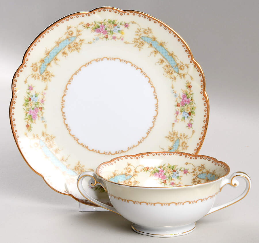 Salvador Footed Cream Soup Bowl & Saucer Set by Noritake-1