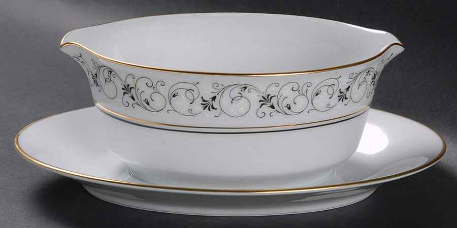 Sarah Gravy Boat with Attached Underplate by Noritake-1