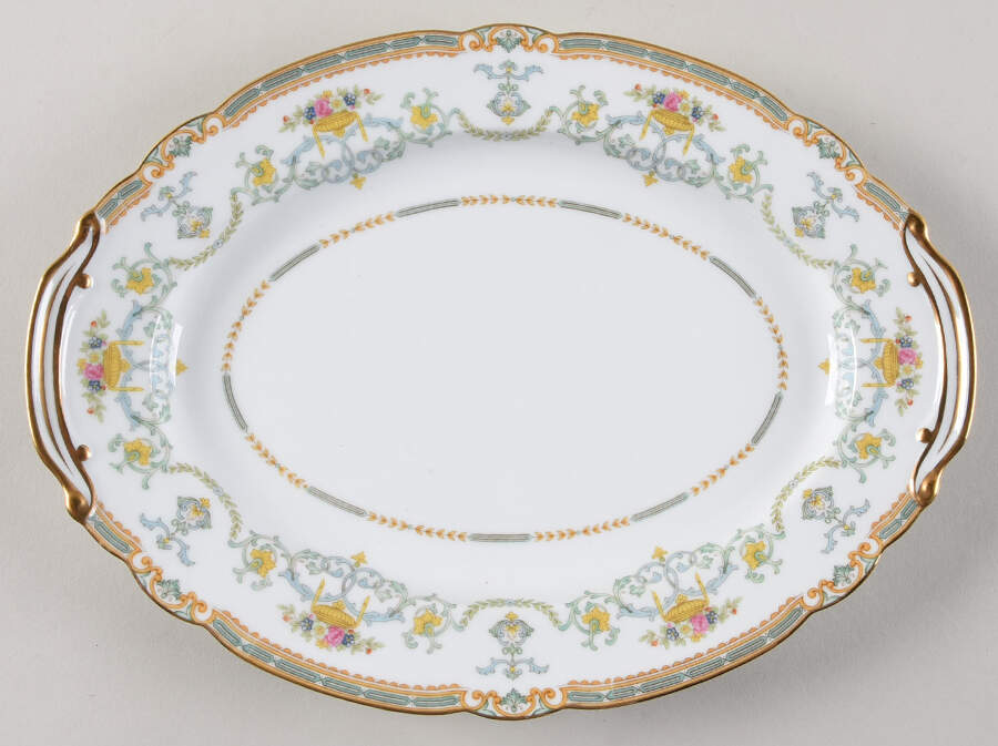 Saulsbury (No #, Scalloped) 11" Oval Serving Platter by Noritake-1