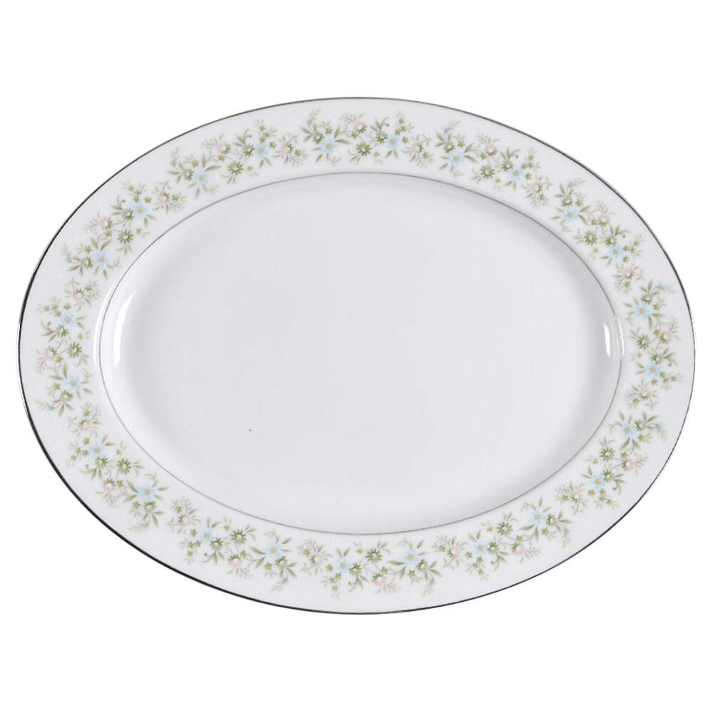 Savannah (Rim, Platinum) 13" Oval Serving Platter by Noritake-1