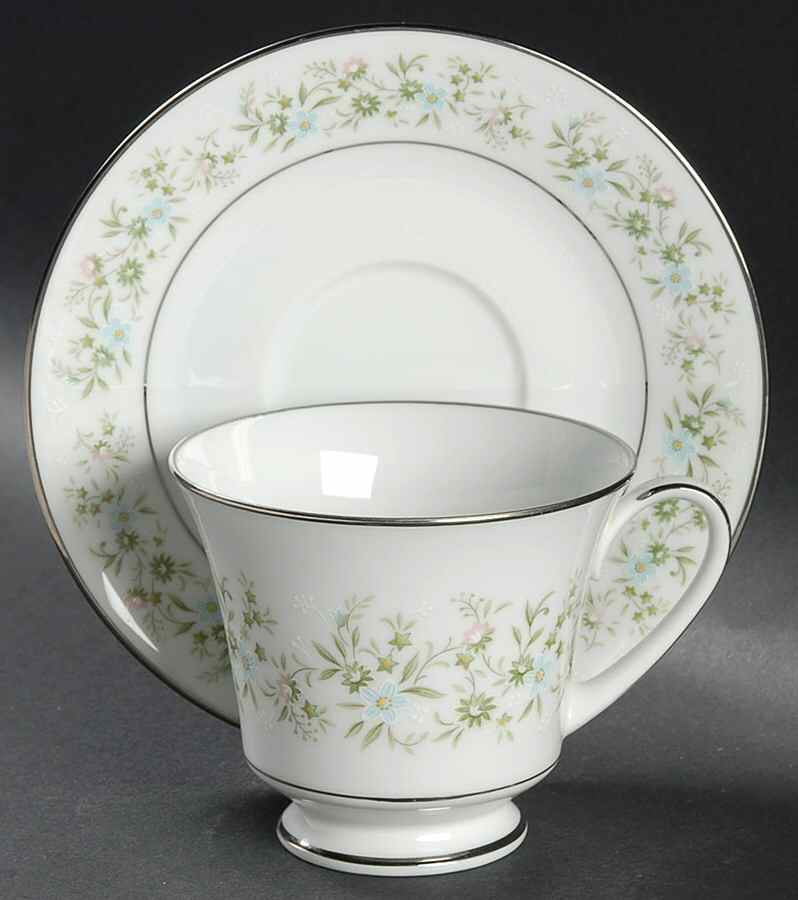 Savannah (Rim, Platinum) Footed Cup & Saucer Set by Noritake-1
