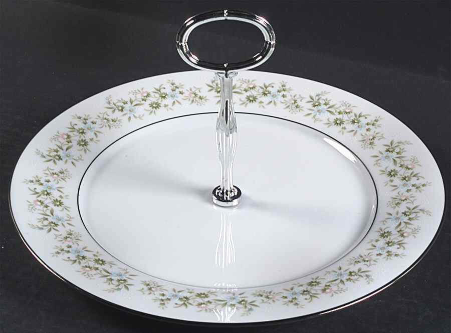 Savannah (Rim, Platinum) Round Serving Plate with Center Handle (Dp) Hc by Noritake-1