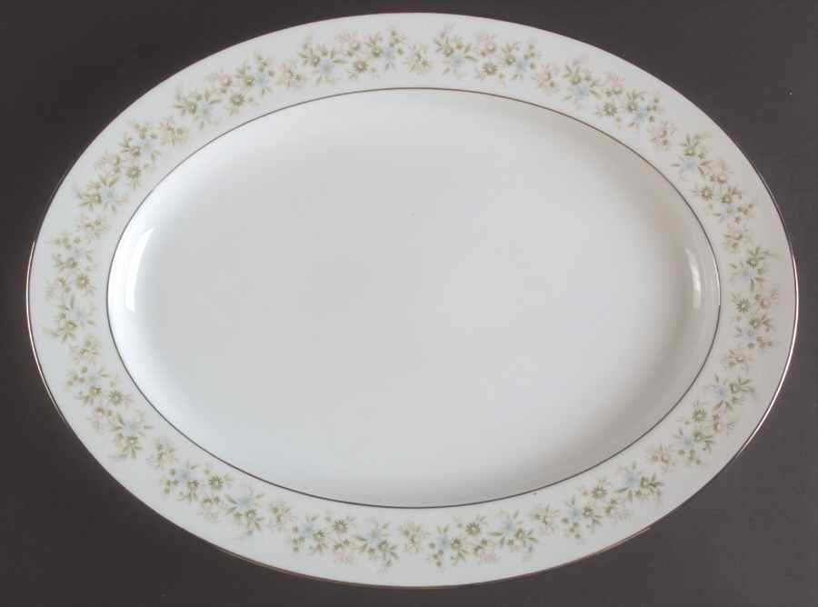 Savannah (Rim, Platinum) 16" Oval Serving Platter by Noritake-1