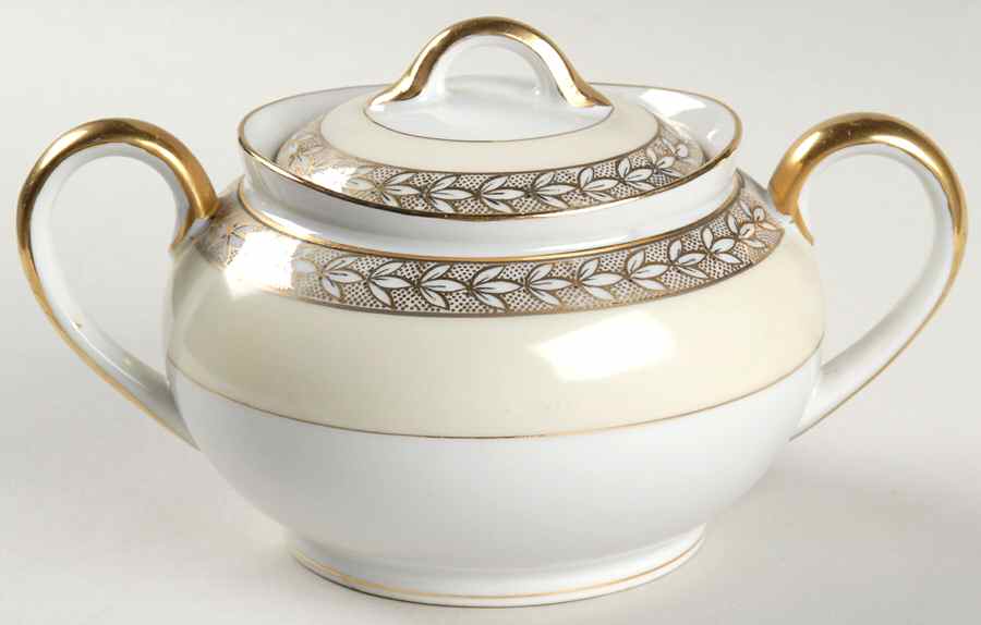 Savannah (Rim, Gold) Sugar Bowl & Lid by Noritake-1