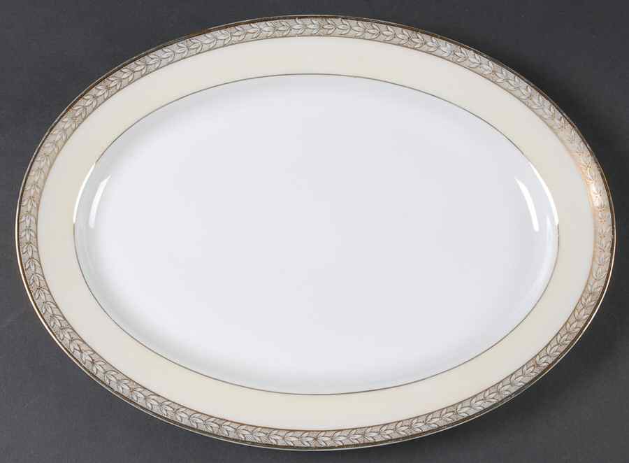 Savannah (Rim, Gold) 14" Oval Serving Platter by Noritake-1