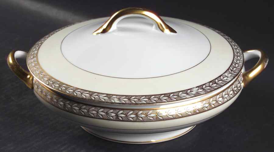 Savannah (Rim, Gold) Round Covered Vegetable by Noritake-1