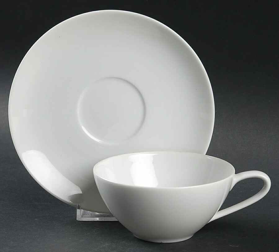 Savoy White Flat Cup & Saucer Set by Noritake-1