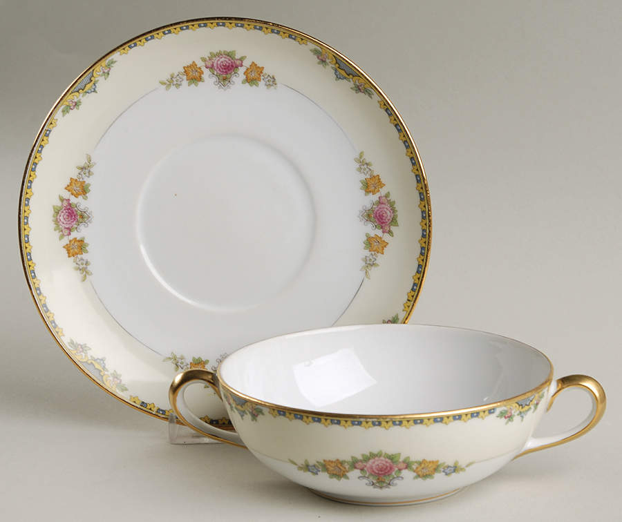 Severy Footed Cream Soup Bowl & Saucer Set by Noritake-1