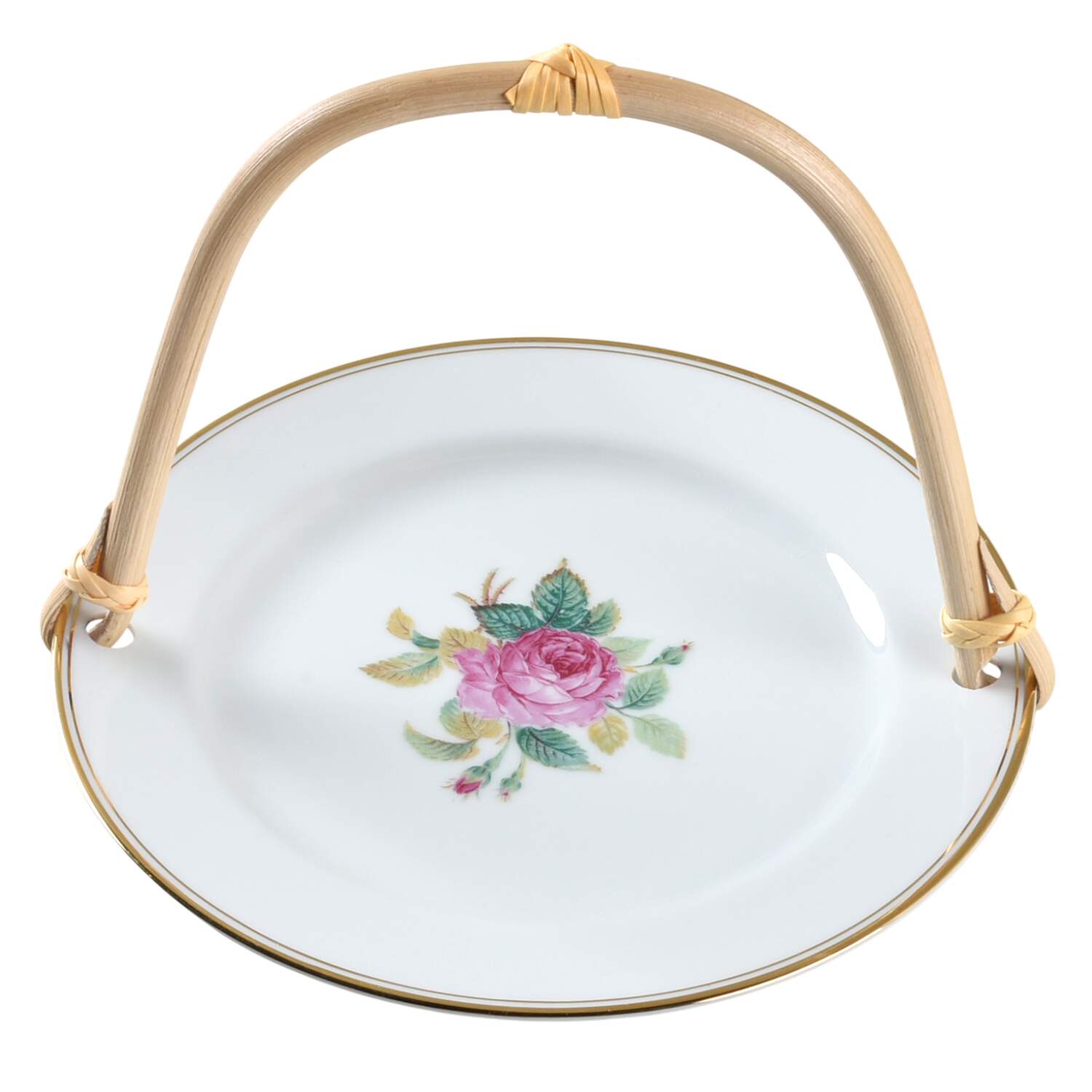 Sharon (Gold Trim) 5 3/8"-5 5/8" Bamboo Handled Serving Plate  HC by Noritake-1