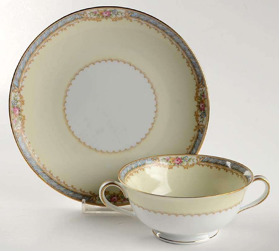 Shalimar Footed Cream Soup Bowl & Saucer Set by Noritake-1
