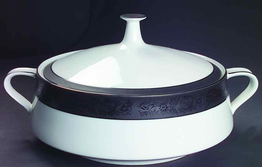 Sharon (Platinum Trim) Round Covered Vegetable by Noritake-1