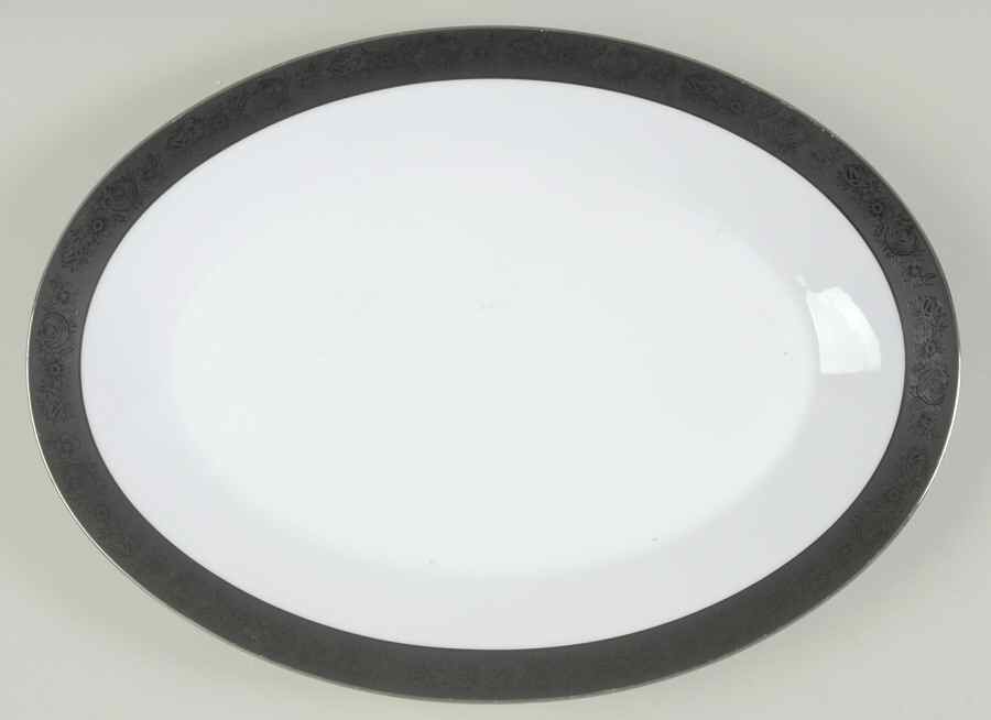 Sharon (Platinum Trim) 16" Oval Serving Platter by Noritake-1