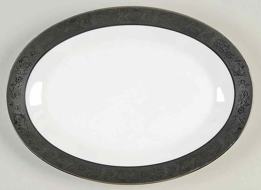 Sharon (Platinum Trim) 12" Oval Serving Platter by Noritake-1