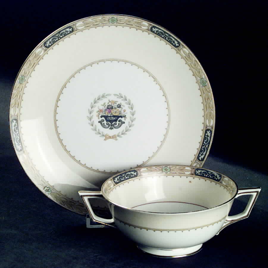 Shelton Footed Cream Soup Bowl & Saucer Set by Noritake-1
