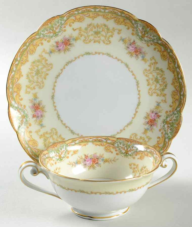 Shelby Footed Cream Soup Bowl & Saucer Set by Noritake-1
