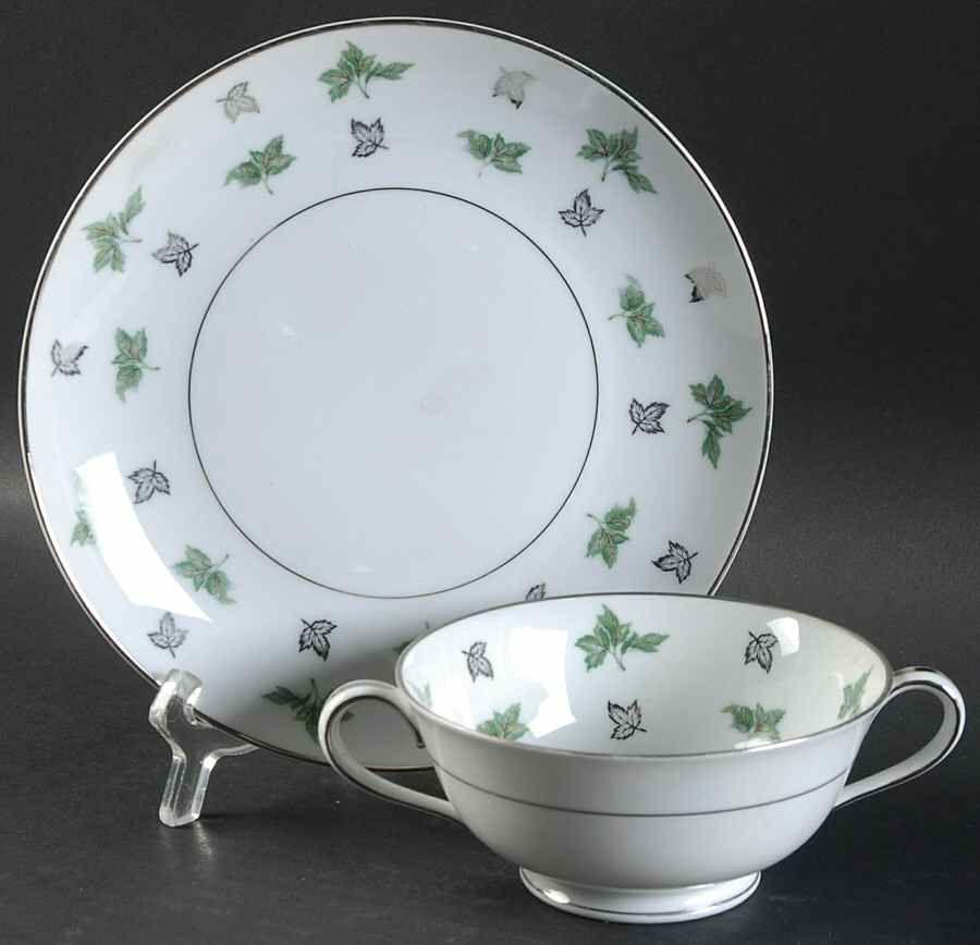 Shelley Footed Cream Soup Bowl & Saucer Set by Noritake-1