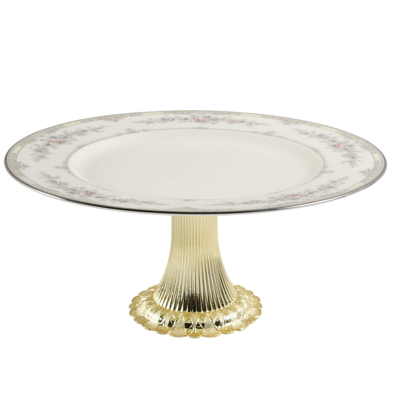 Shenandoah Cake Stand with 4"-5" Metal Pedestal  Hc by Noritake-1