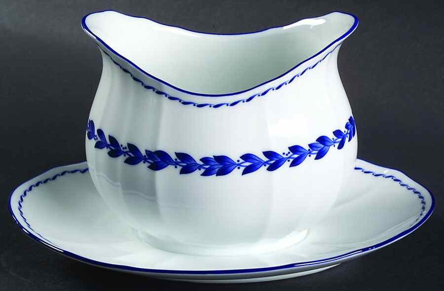 Simplicity In Blue Gravy Boat with Attached Underplate by Noritake-1