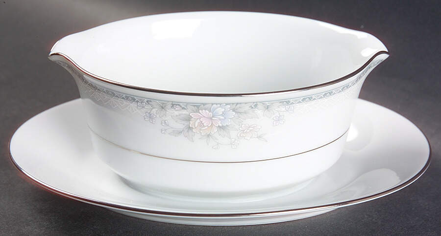 Silk Garland Gravy Boat with Attached Underplate by Noritake-1