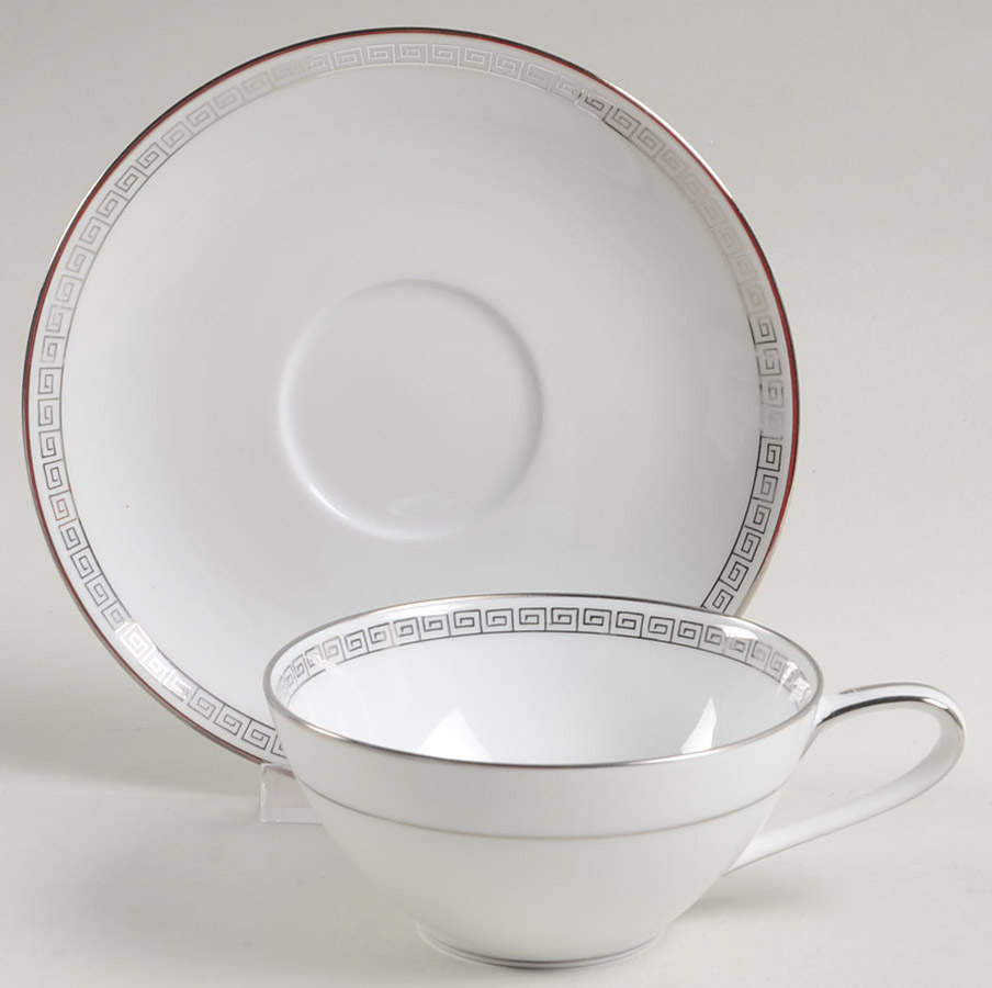 Silver Key Flat Cup & Saucer Set by Noritake-1