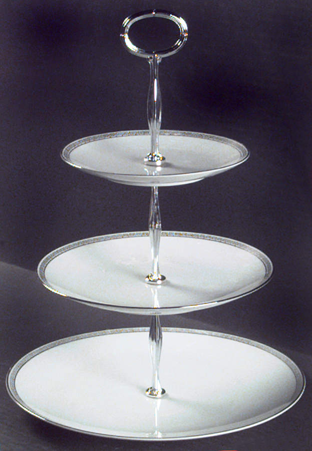 Silver Key 13 7/8"-14 1/4" 3-Tiered Serving Tray(DP,SP,BB) HC by Noritake-1