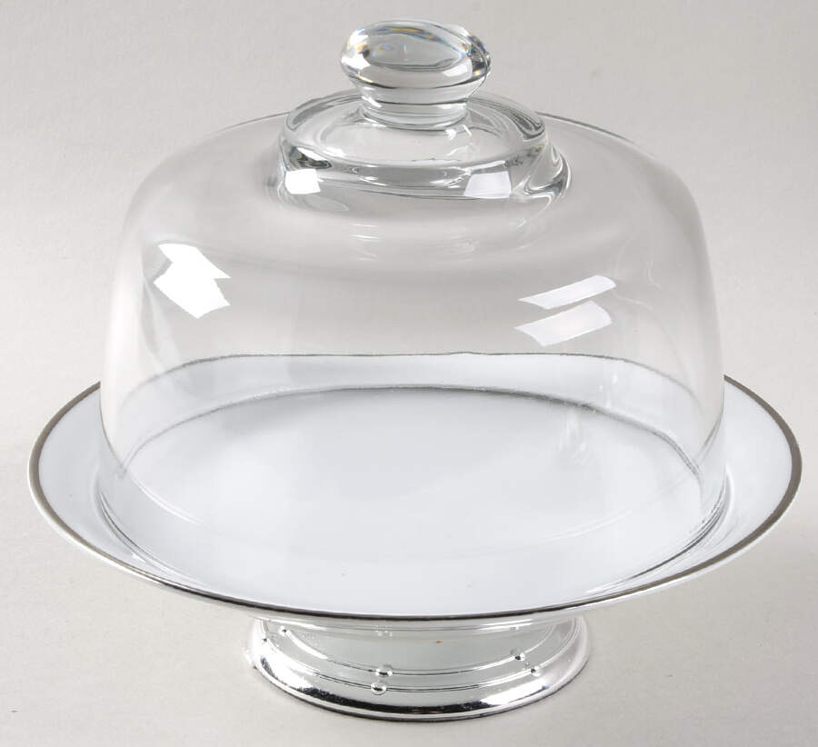 Silverdale 6 1/2"-7 1/2" Footed Cheese Plate w/ Glass Dome HC by Noritake-1