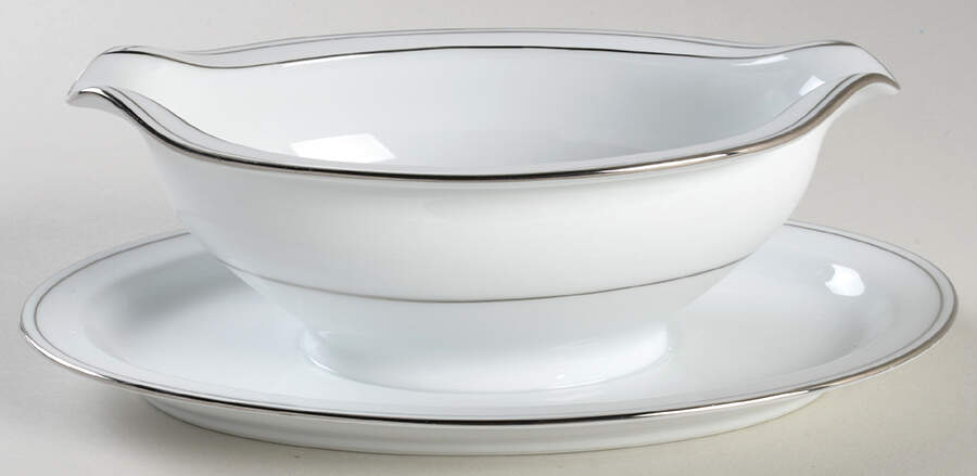 Silver Lane Gravy Boat with Attached Underplate by Noritake-1