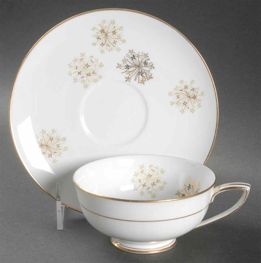 Snowflake (6908, 6934) Footed Cup & Saucer Set by Noritake-1