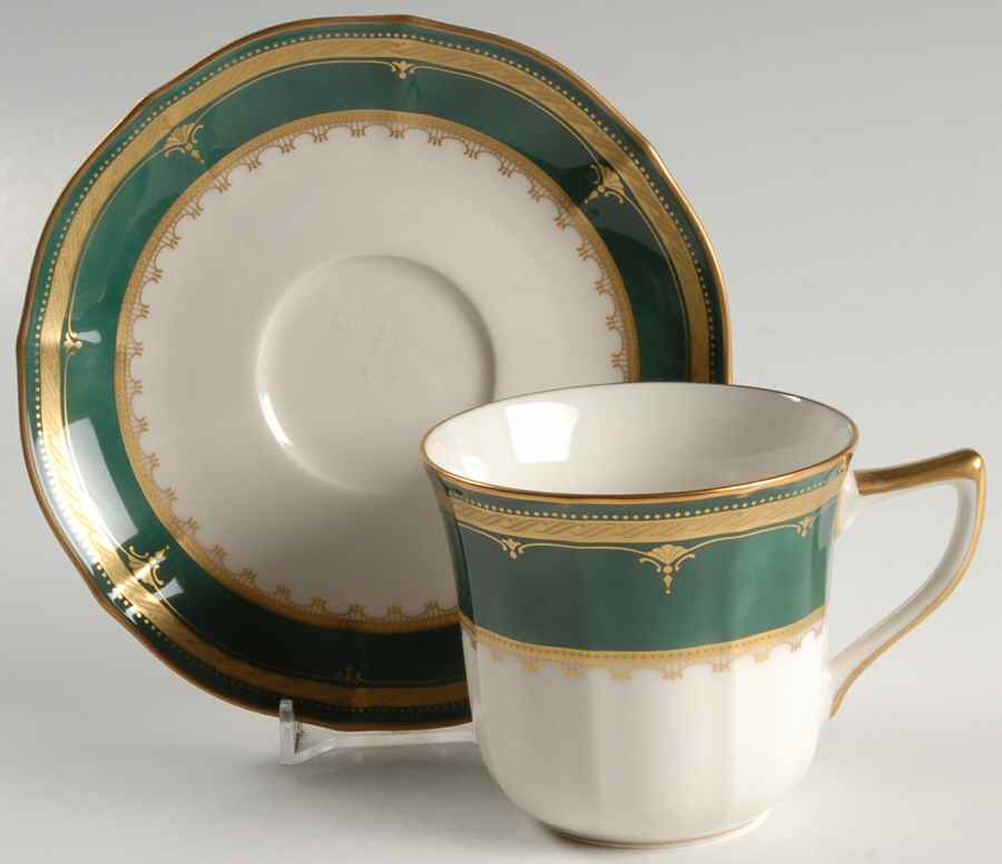 Solemn Emerald Flat Cup & Saucer Set by Noritake-1