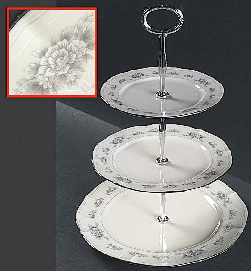 Southern Lace 13 7/8"-14 1/4" 3-Tiered Serving Tray(DP,SP,BB) HC by Noritake-1