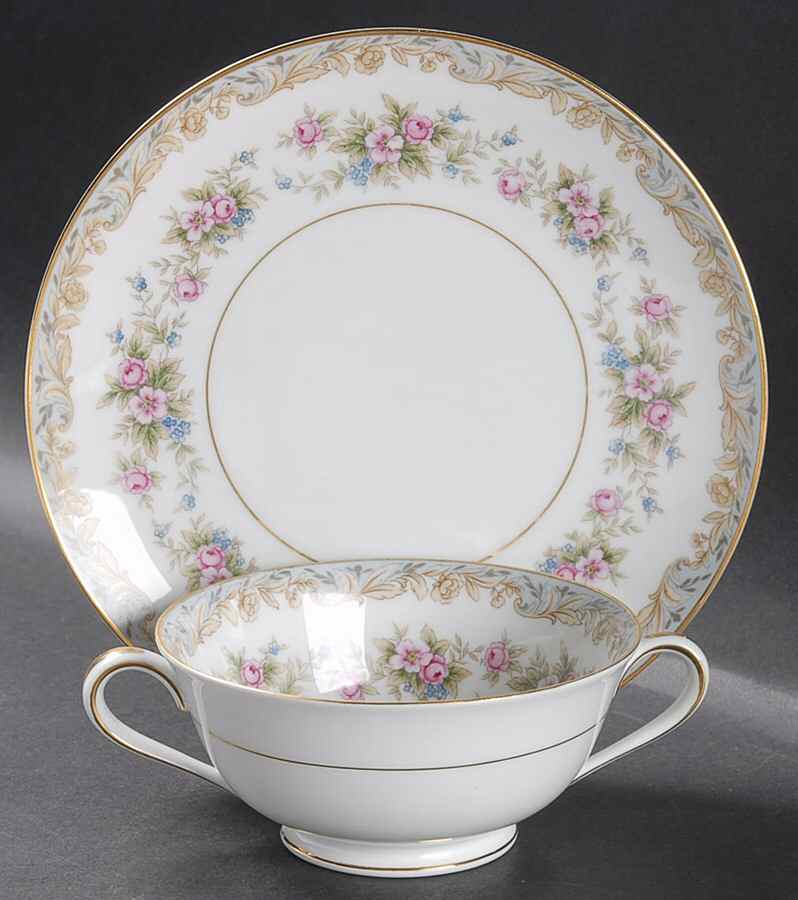 Somerset Footed Cream Soup Bowl & Saucer Set by Noritake-1