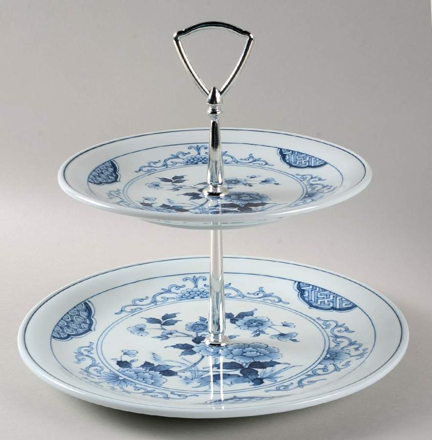 Sometsuke 2 Tiered Serving Tray (Dinner & Salad Plate) by Noritake-1