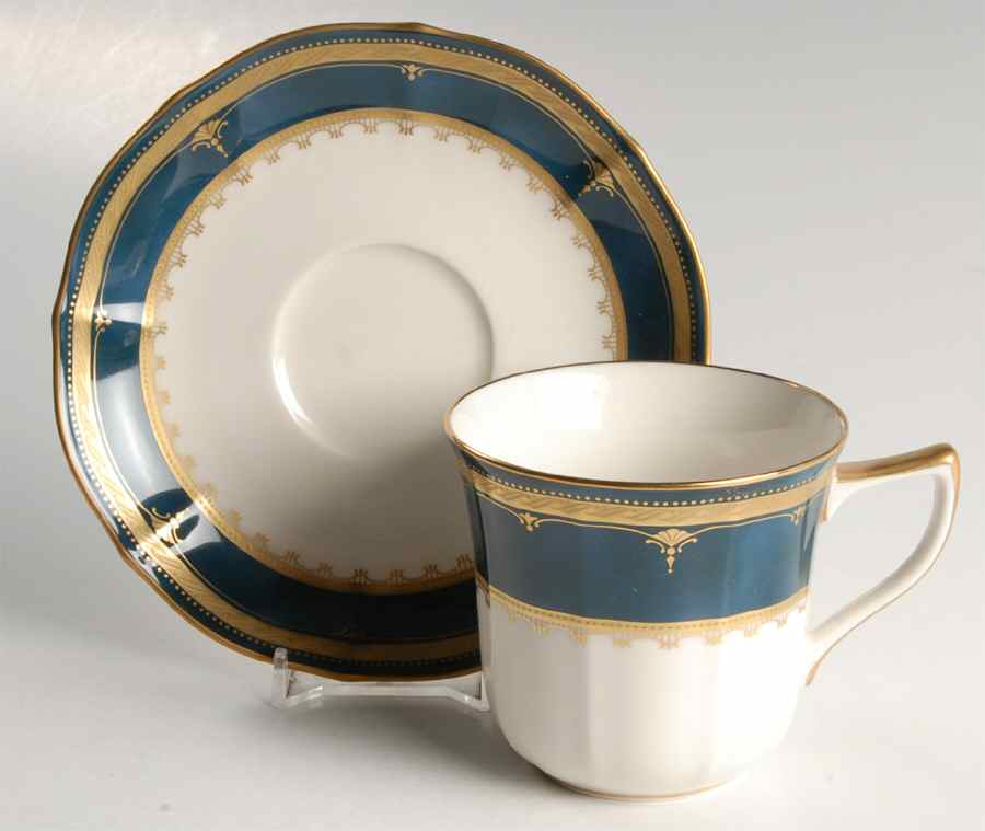 Solemn Sapphire Flat Cup & Saucer Set by Noritake-1