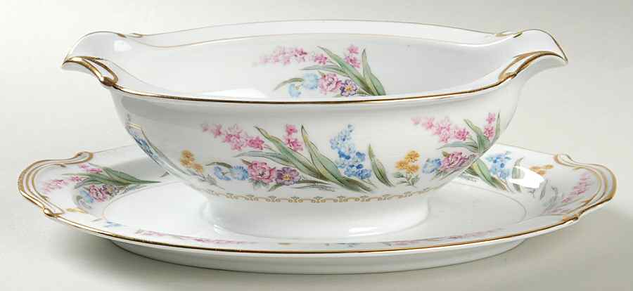 Spring Blossom Gravy Boat with Attached Underplate by Noritake-1