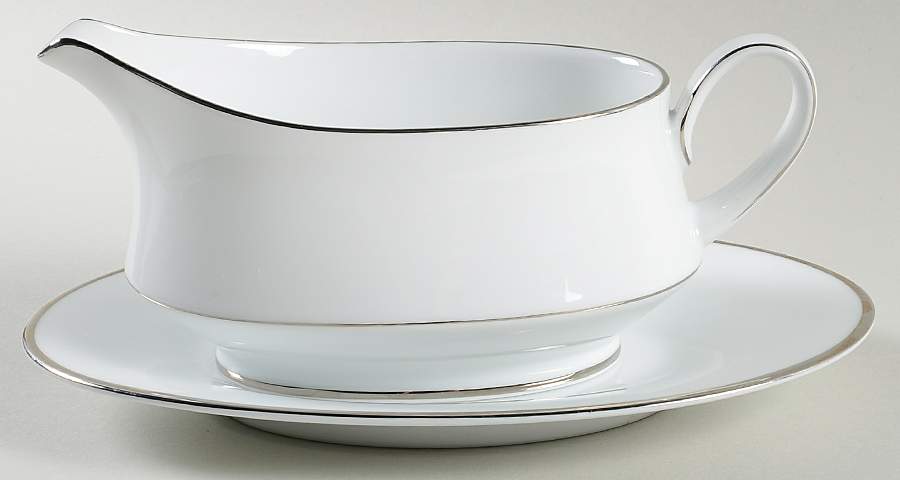Spectrum (Platinum Rings) Gravy Boat & Underplate (Relish/Butter) by Noritake-1