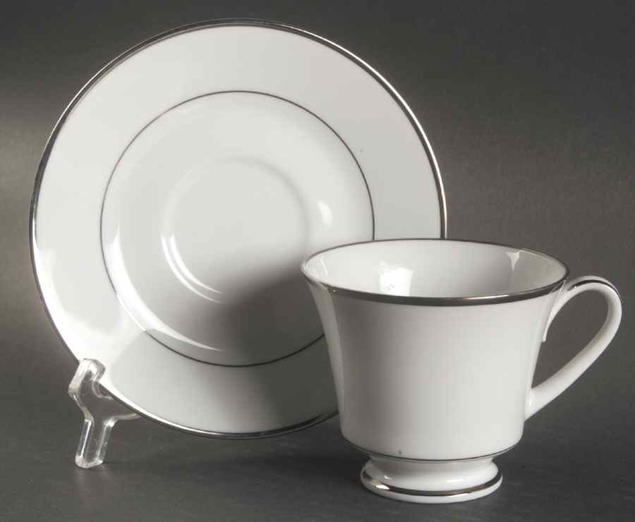 Spectrum (Platinum Rings) Footed Cup & Saucer Set by Noritake-1
