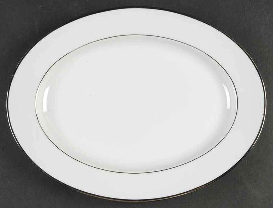 Spectrum (Platinum Rings) 11" Oval Serving Platter by Noritake-1