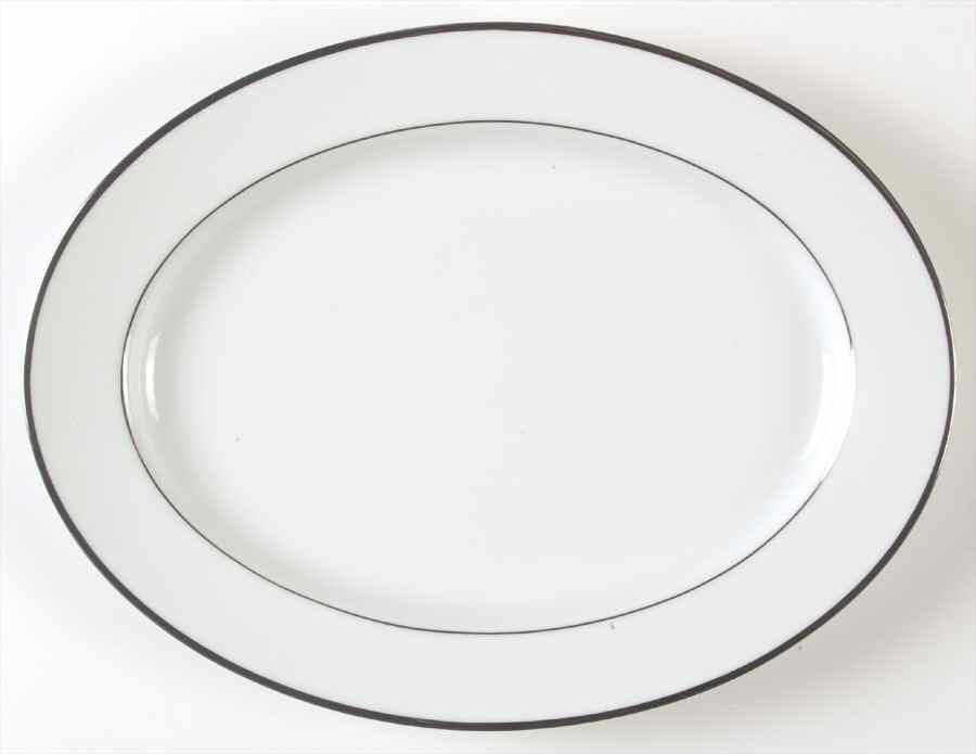 Spectrum (Platinum Rings) 13" Oval Serving Platter by Noritake-1