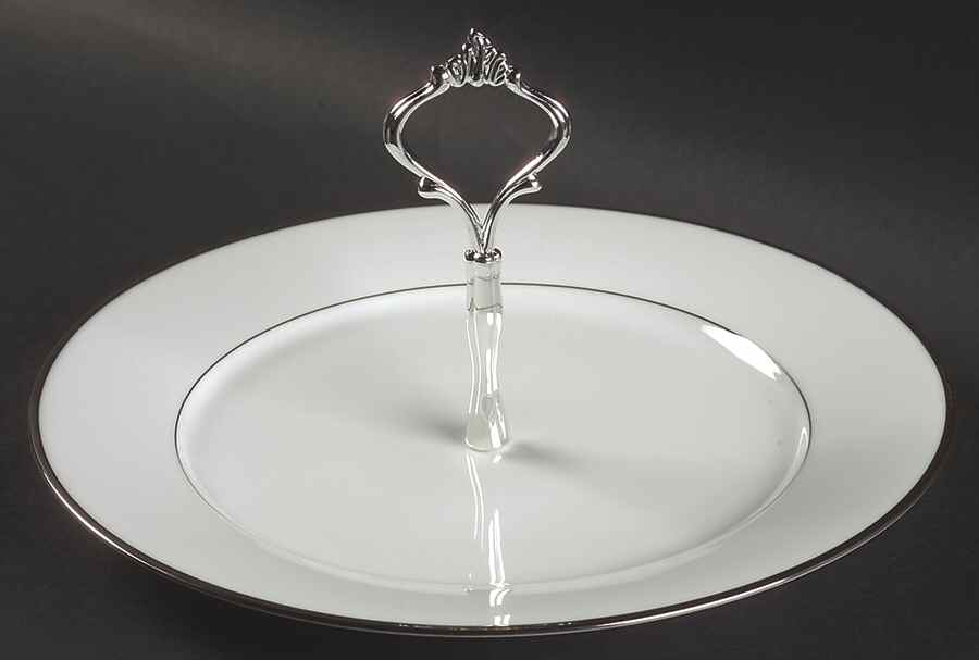 Spectrum (Platinum Rings) Round Serving Plate with Handle (DP) by Noritake-1