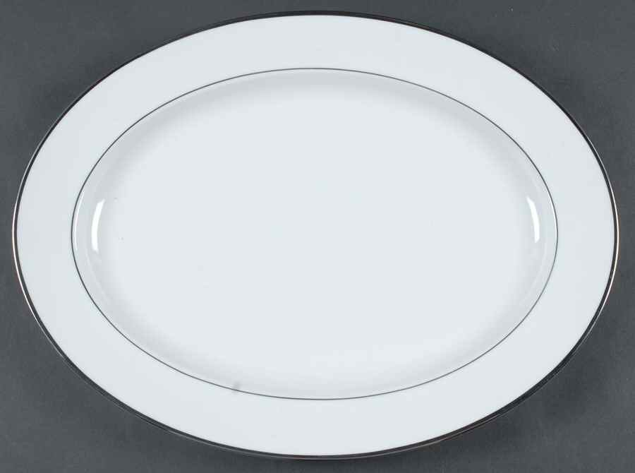 Spectrum (Platinum Rings) 16" Oval Serving Platter by Noritake-1