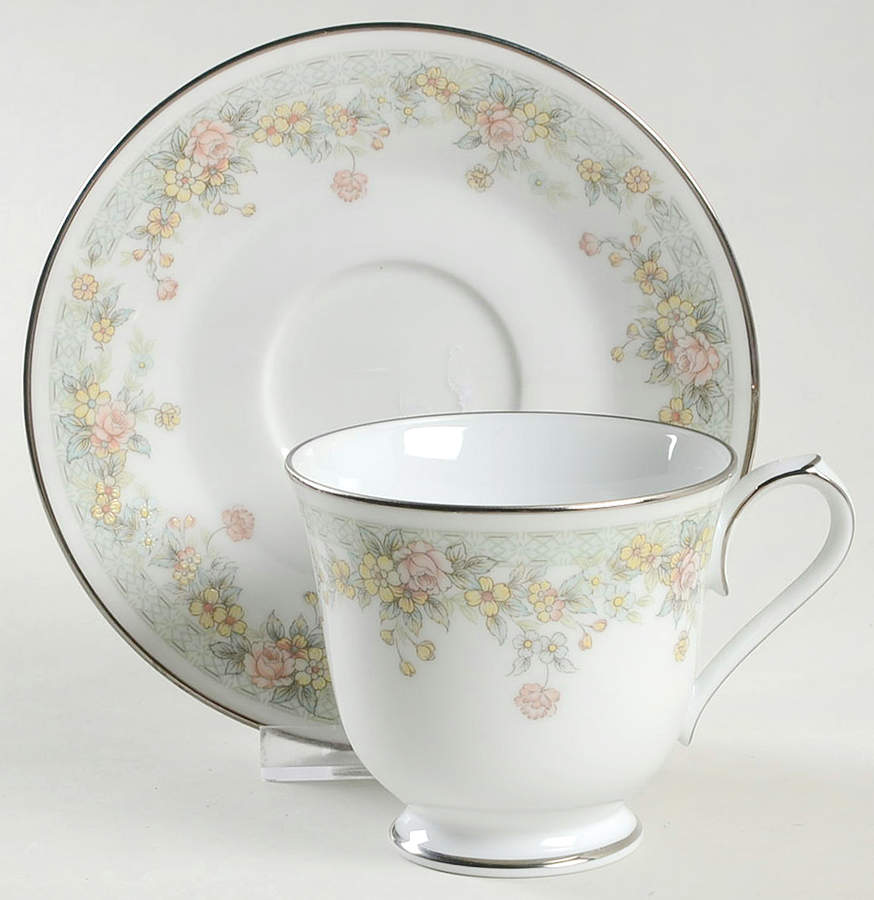 Spring Field Footed Cup & Saucer Set by Noritake-1
