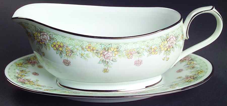 Spring Field Gravy Boat & Underplate/Relish by Noritake-1