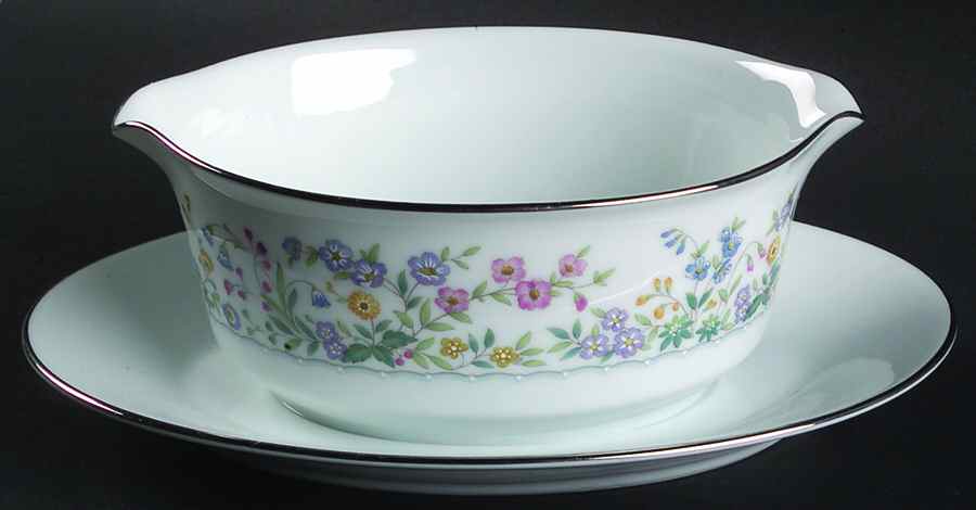 Spring Garden Gravy Boat with Attached Underplate by Noritake-1