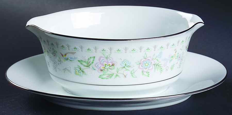 Spring Song Gravy Boat with Attached Underplate by Noritake-1