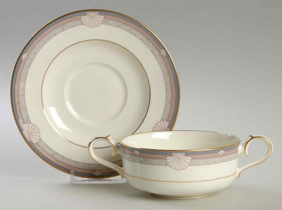 Stanford Court Flat Cream Soup Bowl & Cup Saucer Set by Noritake-1