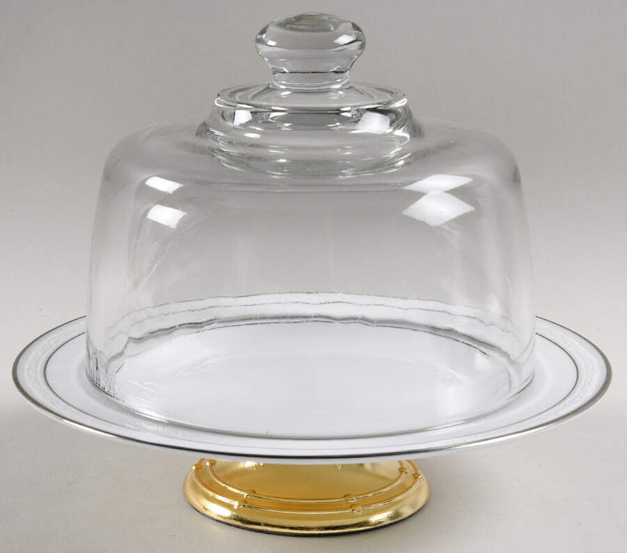 Stoneleigh 6 1/2"-7 1/2" Footed Cheese Plate w/ Glass Dome HC by Noritake-1